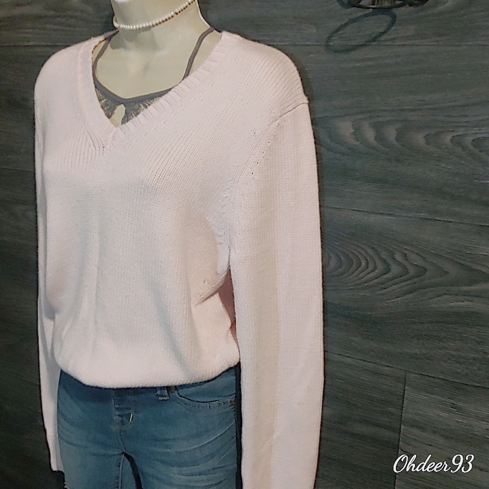 Nwot Tommy Hilfiger powder pink knit sweater large